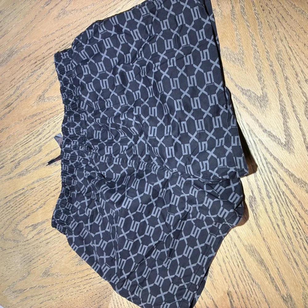 Savage X Fenty Mens Monogram Logo Woven Boxers Black Grey Button Fly Large